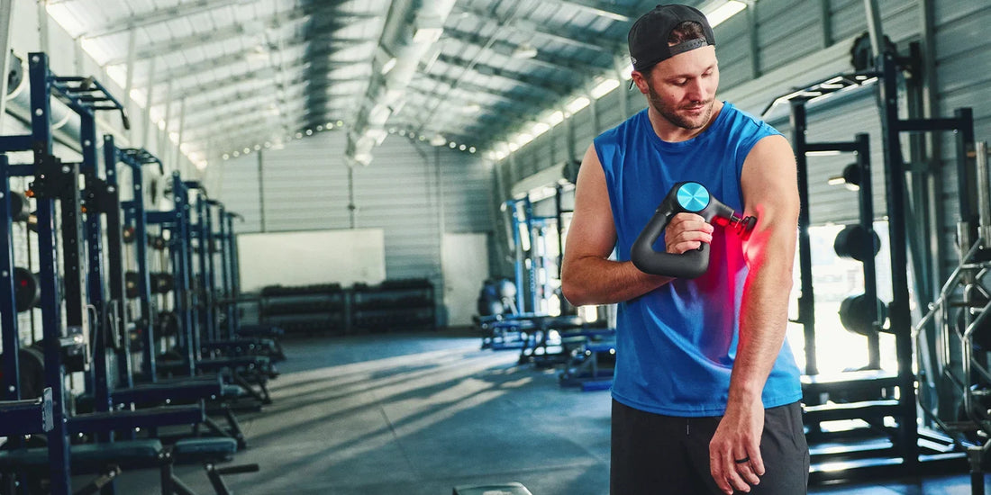 Josh Allen using Theragun PRO Plus for strength training recovery