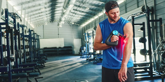 Josh Allen using Theragun PRO Plus for strength training recovery