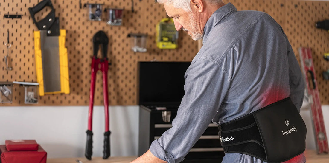 Man using ThermBack for low back pain relief